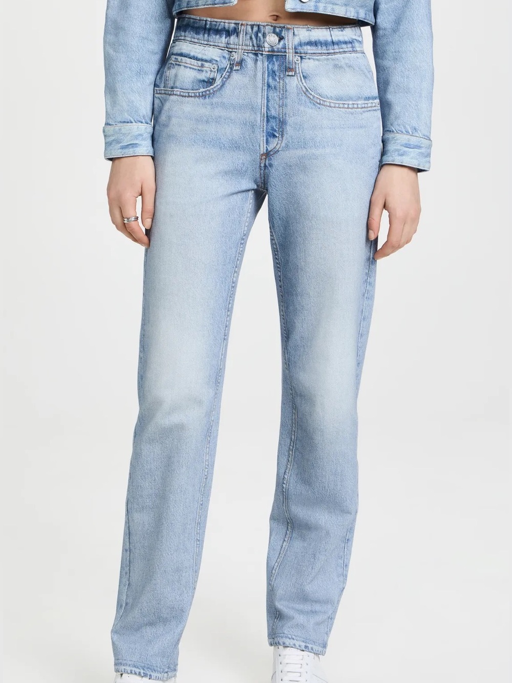 Rag & Bone Miramar Straight Leg Sweatpant Jeans Light Wash Blue Small/Petite